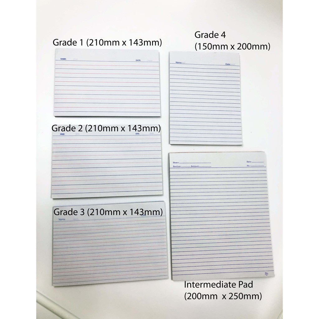 Pad Paper - Grade 1, 2, 3, 4, 1/4, 1/2 CW, 1/2 LW, Intermediate Pad ...