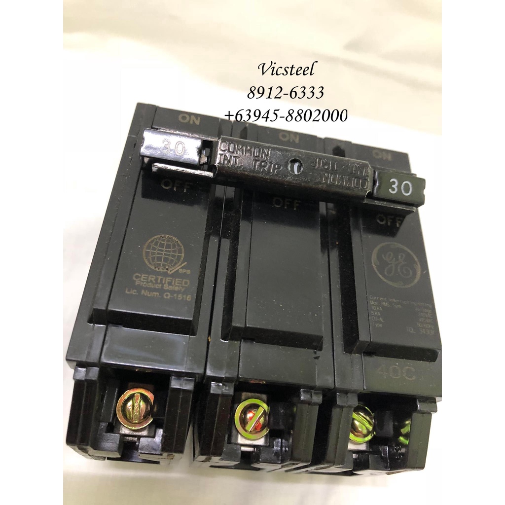 GE Circuit Breaker TQL Plug In 3 pole / 3 phase 15 amp to 100 amp