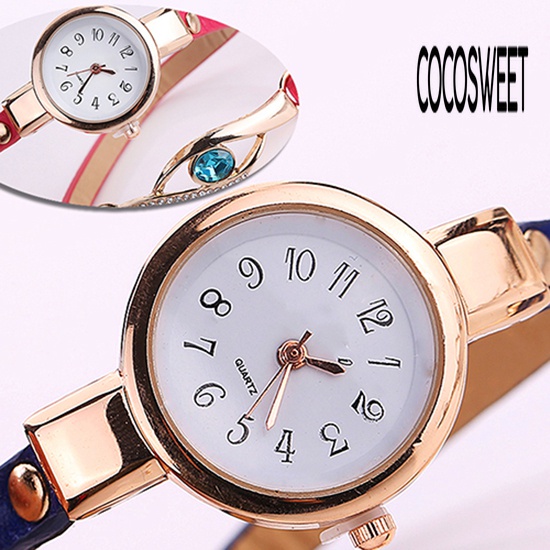 CCT-Lady Blue Eye Infinity Multilayer Faux Leather Charm Bracelet Quartz Wrist Watch