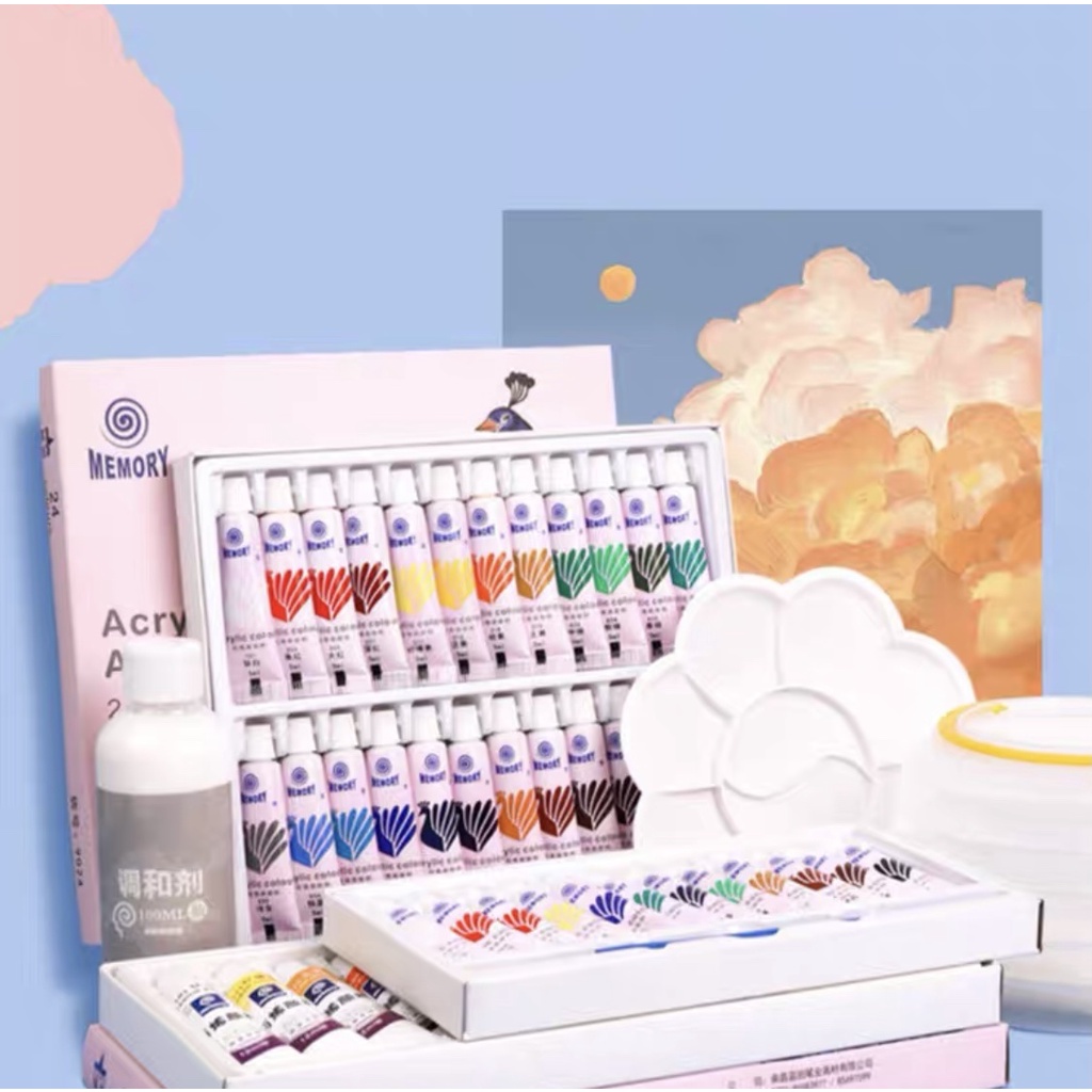Professional Acrylic Color Memory - 5ml / Tube - Fabric Drawing / Clothing Drawing / Shoe Painting (All Materials) - 12 / 24 Colors
