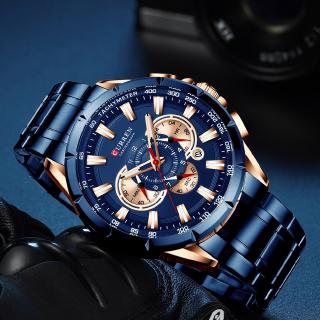 Curren Luxury Brand Men's Watch Blue Quartz Wristwatch Sports Chronograph Clock Male Stainless Steel Band Fashion Business 8363 #4
