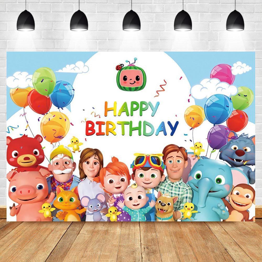 Balloon Theme Cocomelon Photography Backgrounds Balloons Kids Happy ...