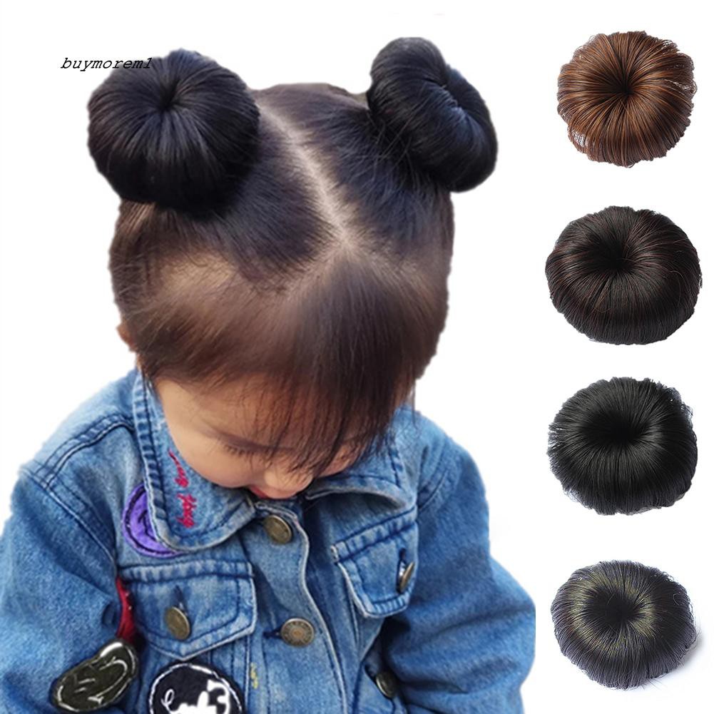 Bo Kids Girls Hair Bun Extension Wig Hairpiece Wavy Curly Messy