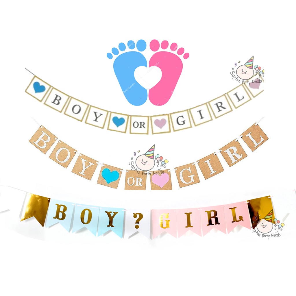 BOY or GIRL ? Gender Reveal Banner He or She? - Sophiapartyneeds ...