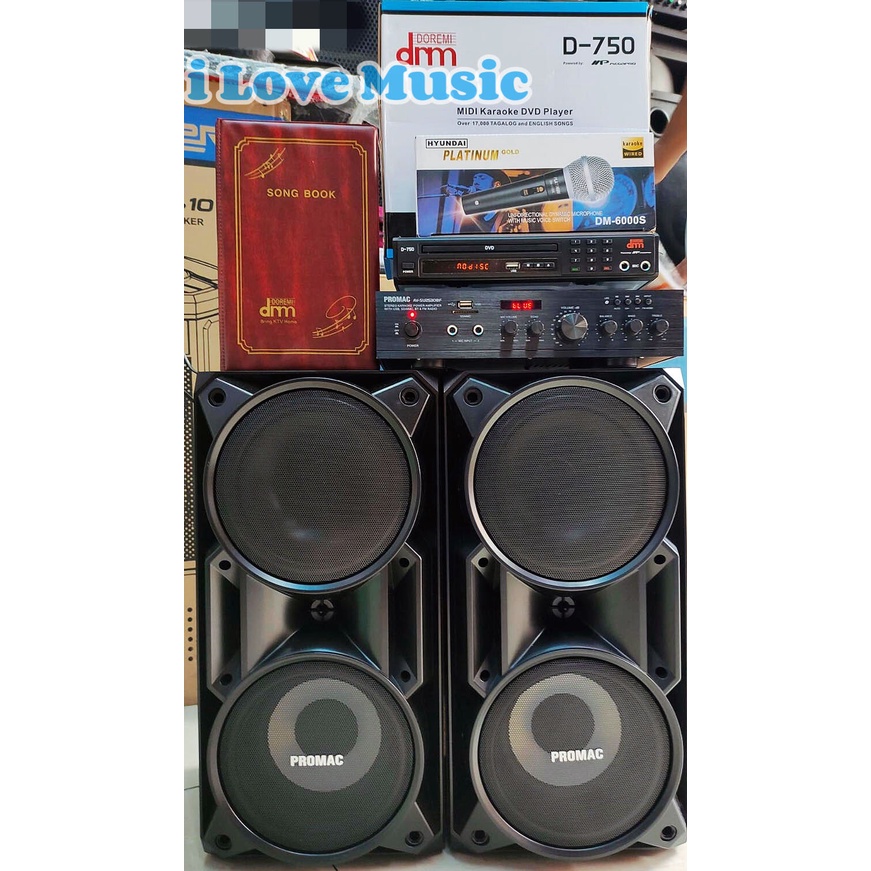 Karaoke Set Promac Amplifier Speaker w/ Megapro Doremi d750 Midi