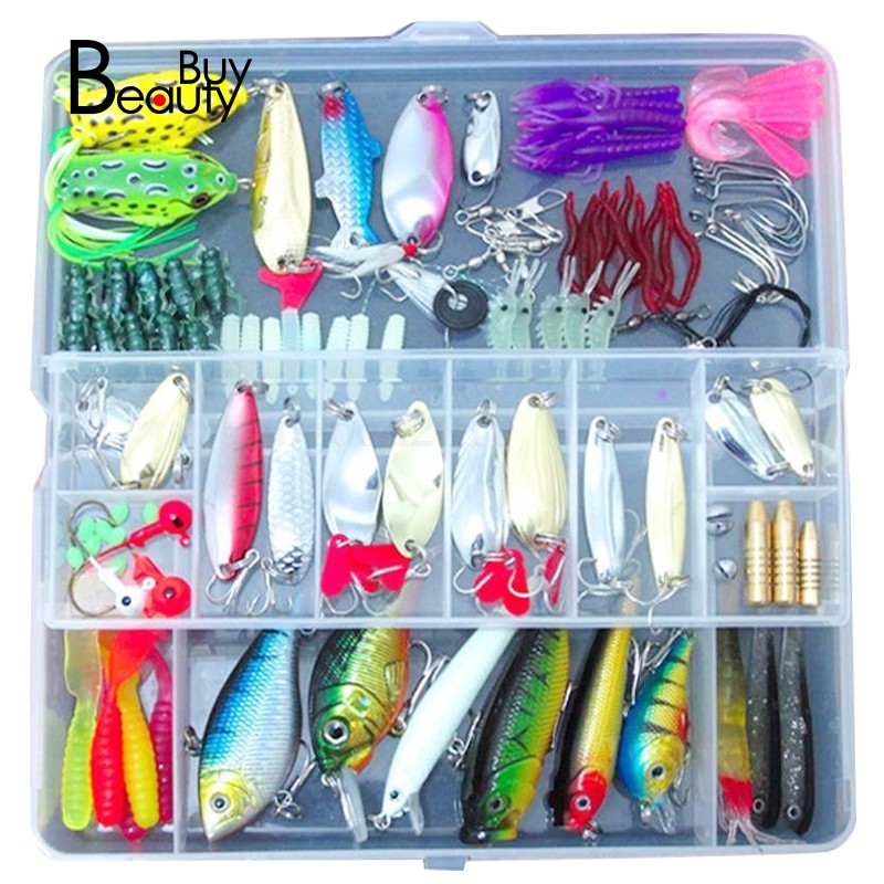 Set Fishing Lures Trout Spoon Bait Metal Set  Lure Kit with Case 12 Psc