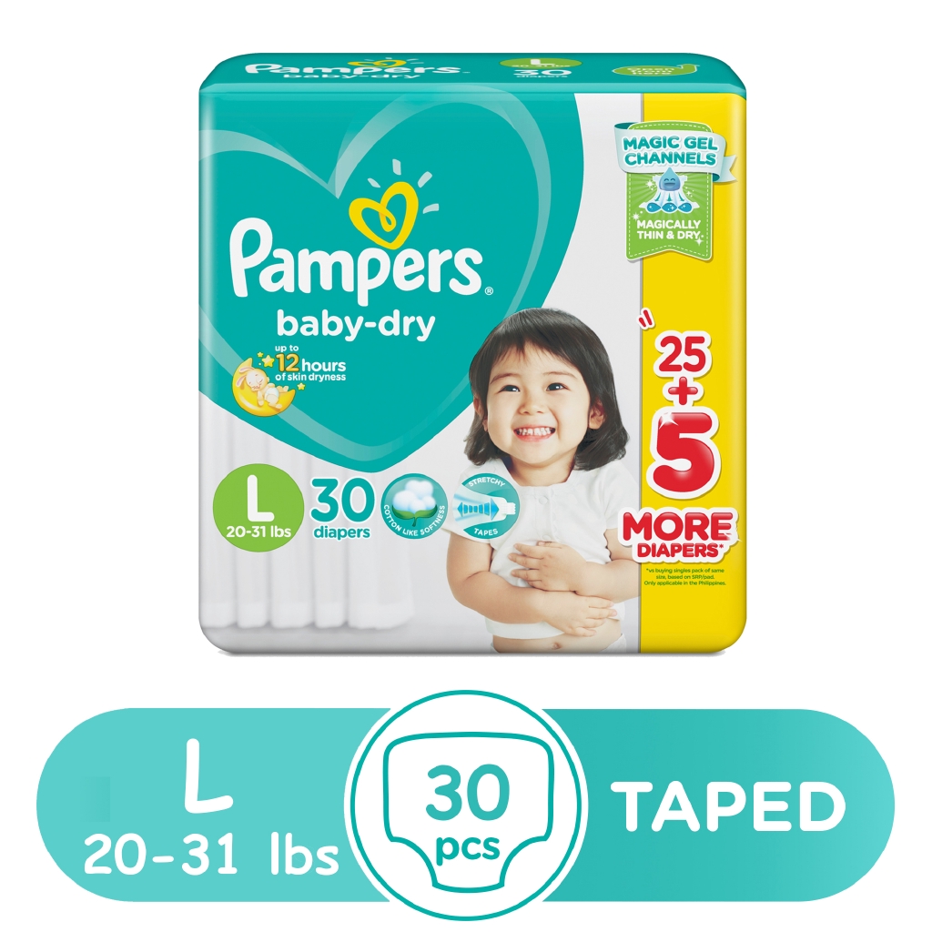 Pampers Baby Dry Taped Diapers Large 