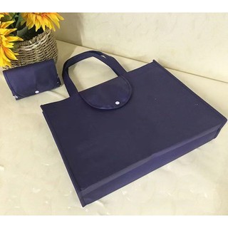 Foldable Eco Bag With Button Horizontal Shopping  Shoulder Tote Handbag Reusable Non-woven Packaging #5