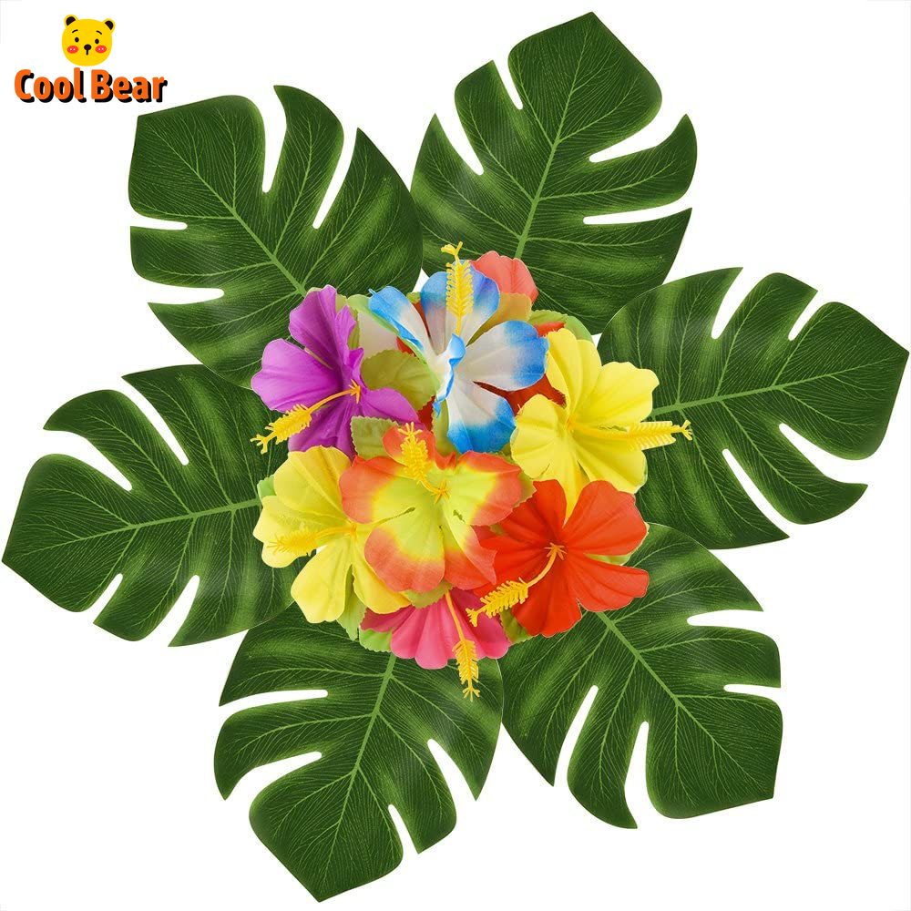 60pcs Tropical Party Decorations Supplies Palm Leaves And Hawaiian Hibiscus  Flowers Set For Luau Party Jungle Beach Table Decor Buy Flower Centerpieces  For Wedding Table,Table Flower Decor,Table Flower Centerpieces Product On |
