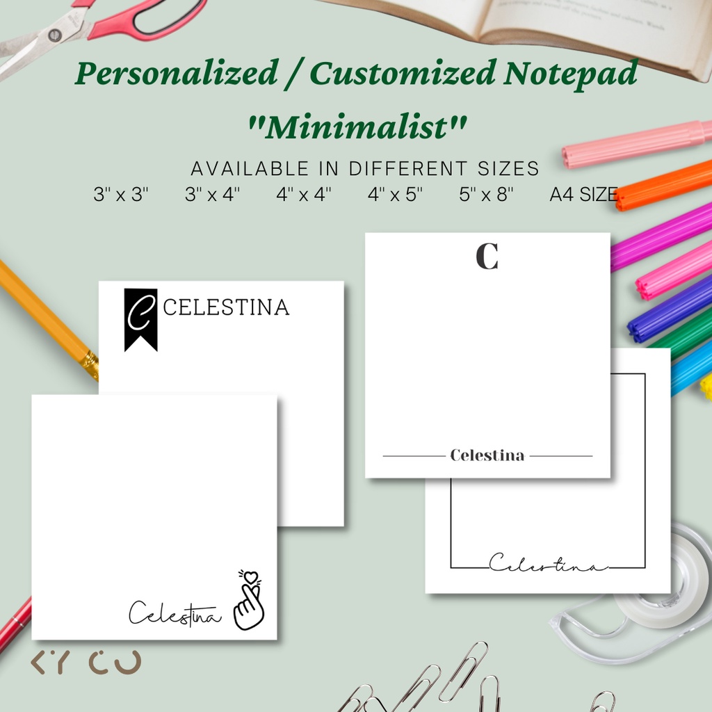 KYCO CUSTOMIZED / PERSONALIZED NOTEPAD MEMOPAD (MONOCHROME) Shopee