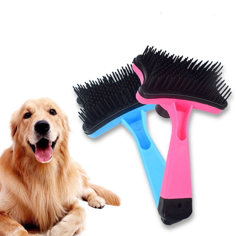 Pet dog comb plastic automatic hair brush pet supplies | Shopee Philippines
