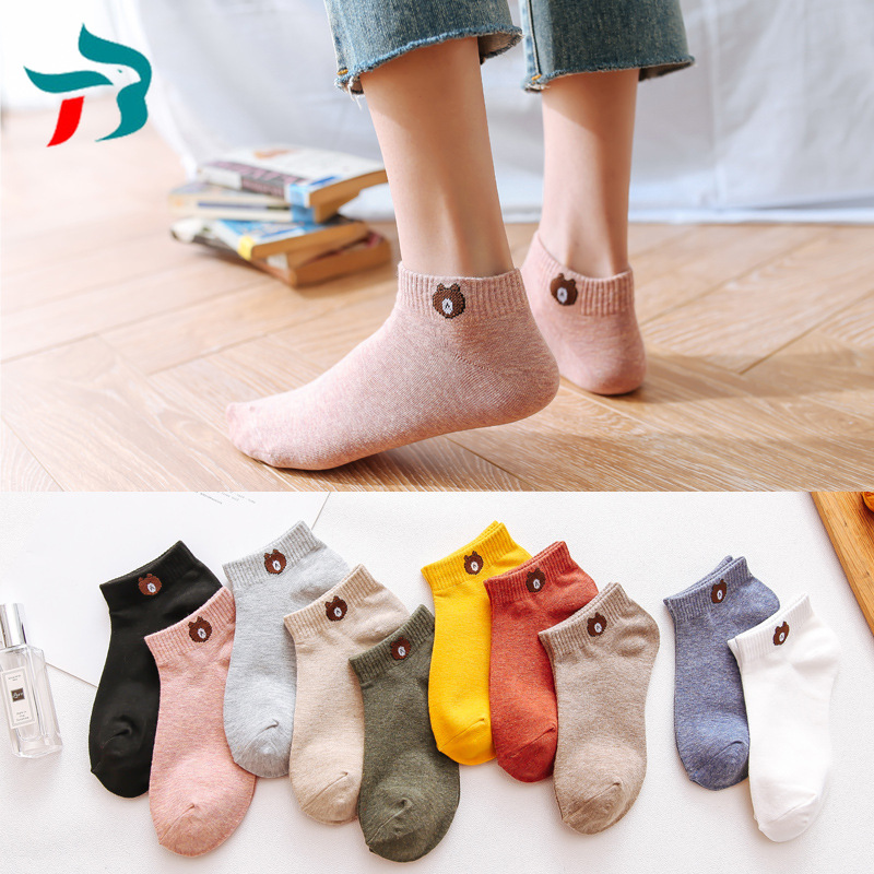 Korean Printed Bear Ankle Socks Unisex Fashion Iconic Socks Breathable ...