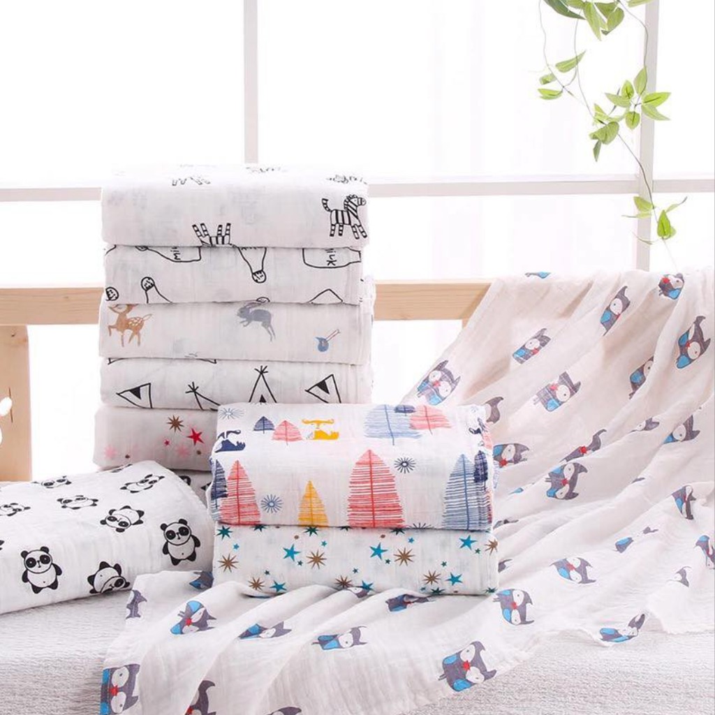 120*110cm Muslin Blanket Newborn Baby Cotton Swaddle Infant Receiving ...