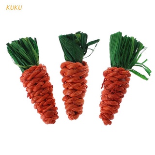 [KUKU] 3Pcs Carrot Shaped Rabbit Hamster Chew Bite Toys Guinea Pigs Tooth Cleaning Toys