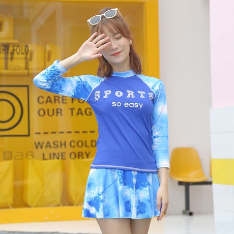 Bathing Suit New Long Sleeve Is Prevented Bask In Skirt Lady Fission Small Breast Conservative Skirt Big Yards Of Hot Spring Shopee Philippines