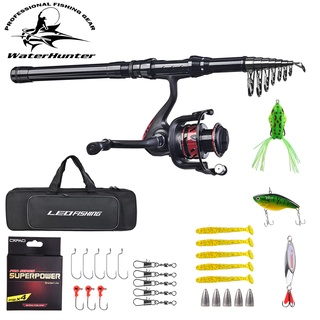 Spinning Fishing Gear Pole Sets with Artificial Bait Hook Roll and Fishing Organiser Pocket Fall Accessories Plus Inno Telescopic Rod and Reel Combos Full Kit 