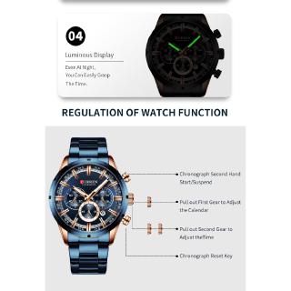 CURREN Men Watch Waterproof Luxury Stainless Steel Watches Chronograph Brand  Busines Quartz Wristwatch #8