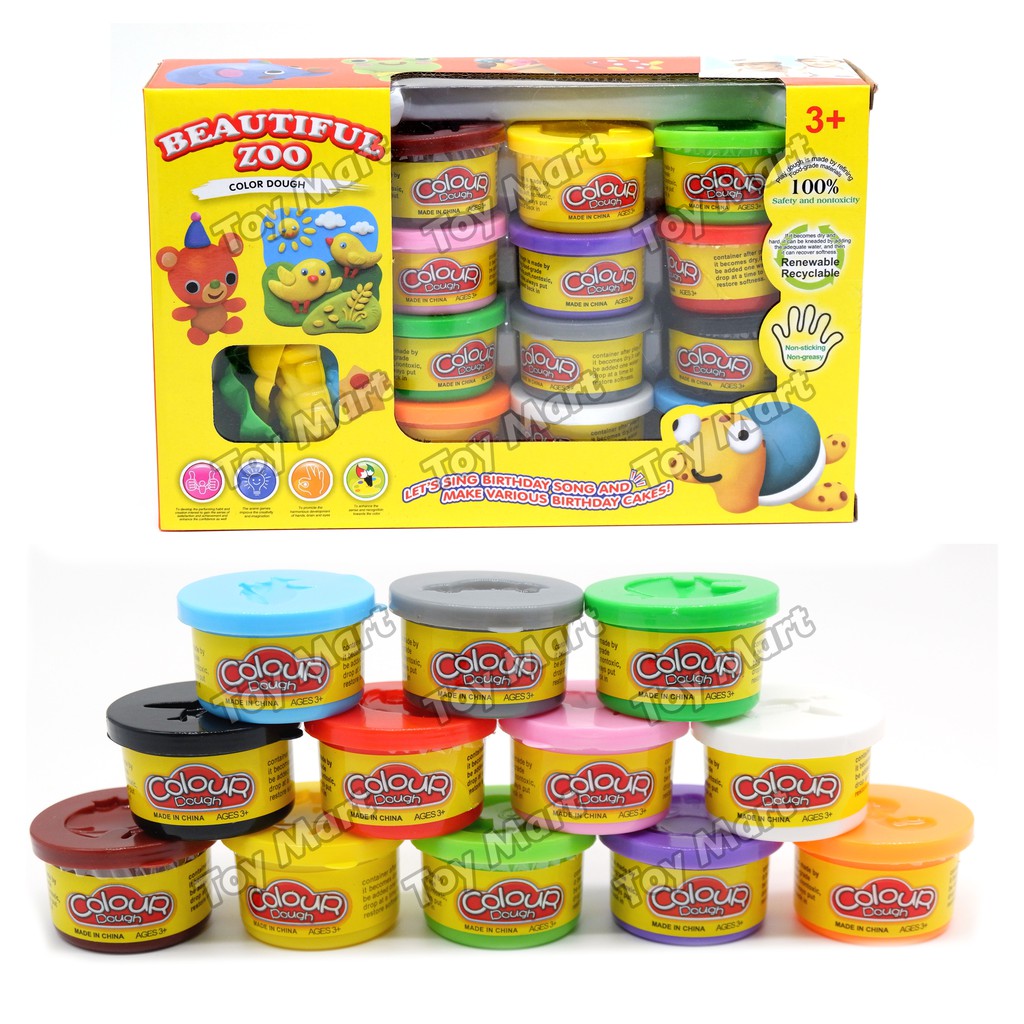 12 in 1 Color Mini Clay Play Dough Colorful Clay Set Beautiful Zoo for