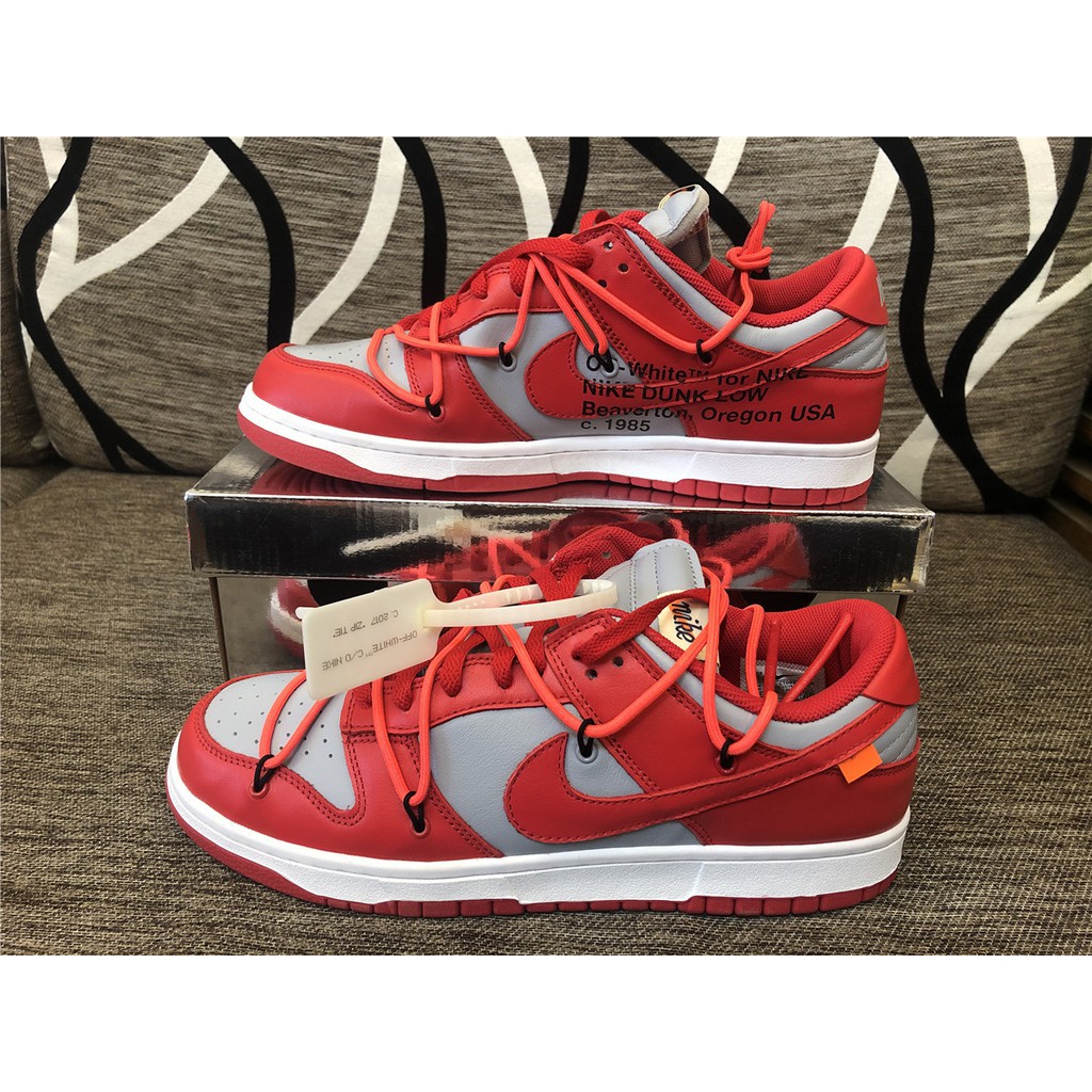 off white nike dunk low red