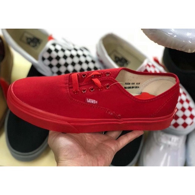 all red authentic vans