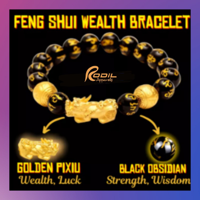 Feng Shui Black obsidian Wealth Bracelet - Pixui, Piyao, Obsidian ...