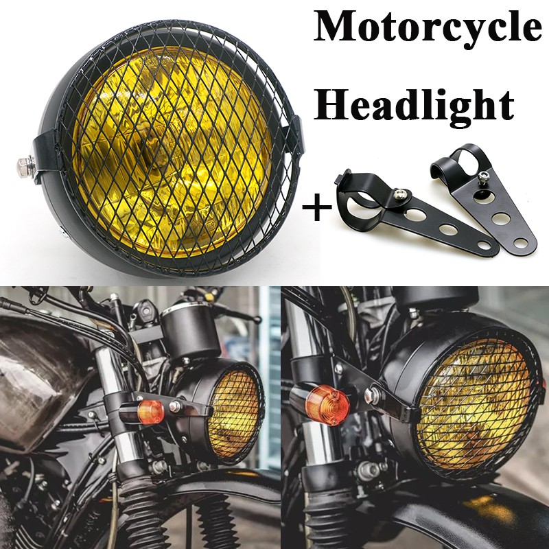 12v Motorcycle Retro Headlight Grill Cover Head Lamp Headlight For Suzuki Motorcycle Cafe Racer Shopee Philippines