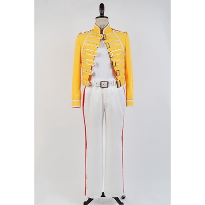 ┅◎In Stock Queen Lead Vocals Freddie Mercury Cosplay Costume Men Yellow Jacket/Full set Pant Costume