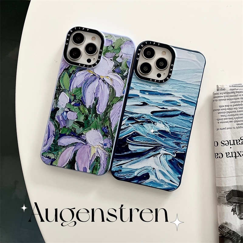 Sea Oil Painting Silicone Phone Case for iPhone 13 12 11 Max Pro se2020
