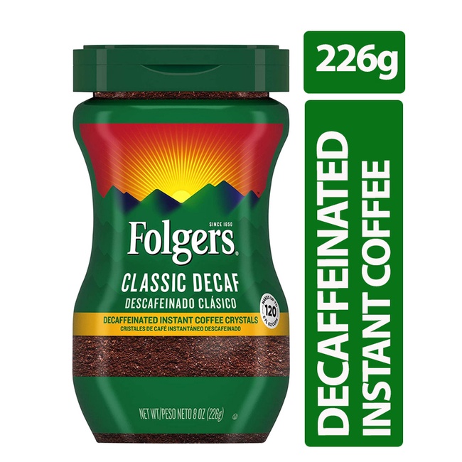 Folgers Classic Decaf Decaffeinated Instant Coffee Crystals, 8 Ounces