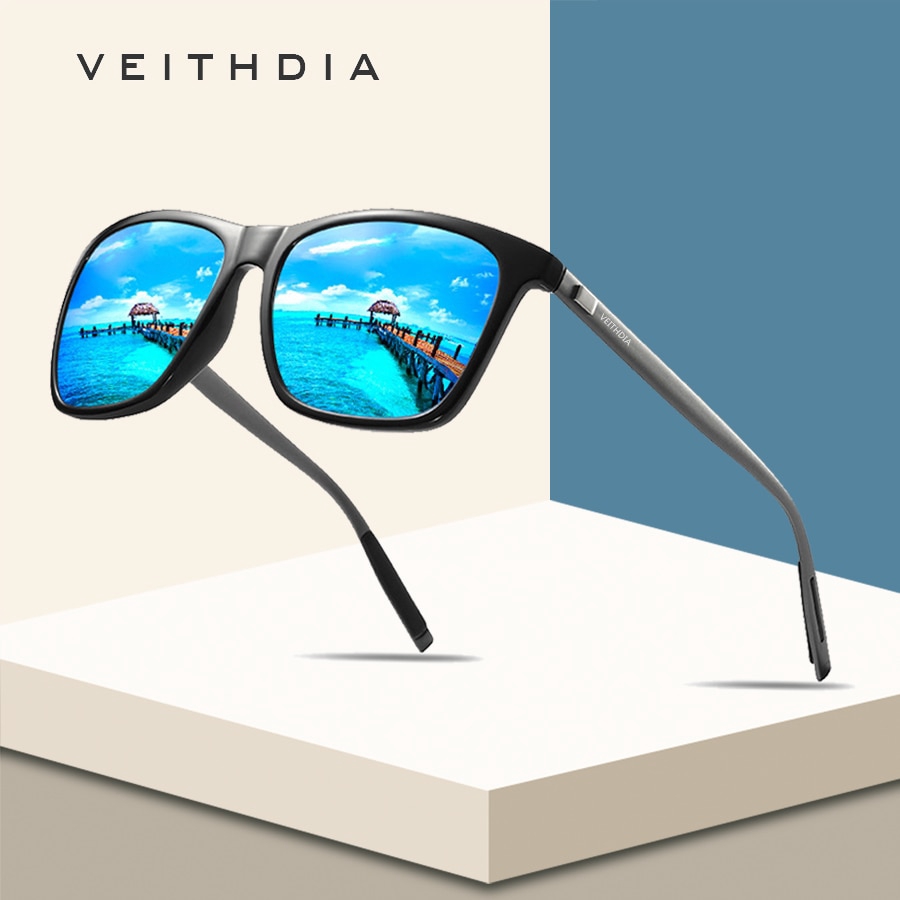 VEITHDIA Brand Unisex Retro Aluminum+TR90 Square Polarized Sunglasses Lens Vintage Eyewear