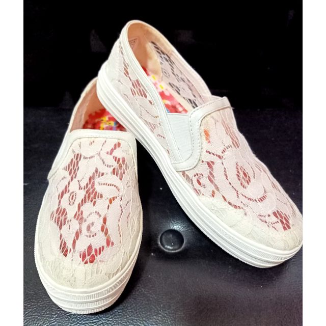 skechers white slip on