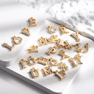 10mm (A-Z) 26pcs Capital Alphabet Letter Alloy Pendant Charms with Diamond Necklace Bracelet Making DIY Jewelry Accessories
