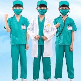 Children's Performance Clothes White Coat Little Doctor Surgical Clothes Boys and Girls Halloween Costumes