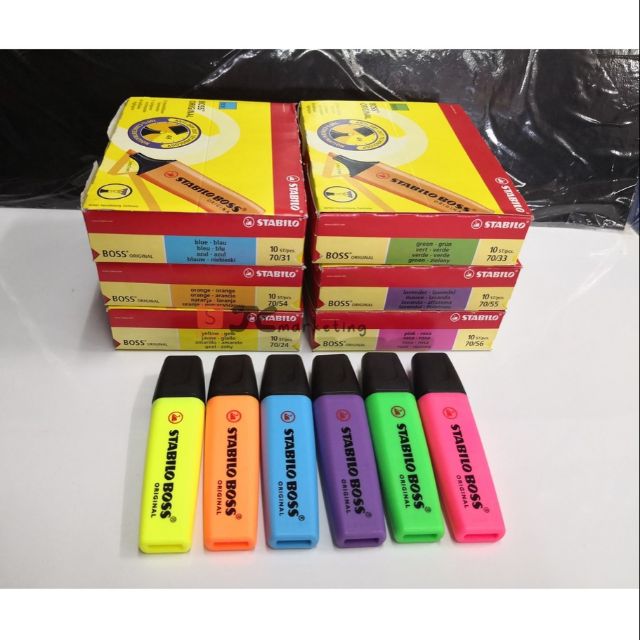 ORIGINAL Stabilo Highlighter Markers (in BLUE, PINK, YELLOW, GREEN ...