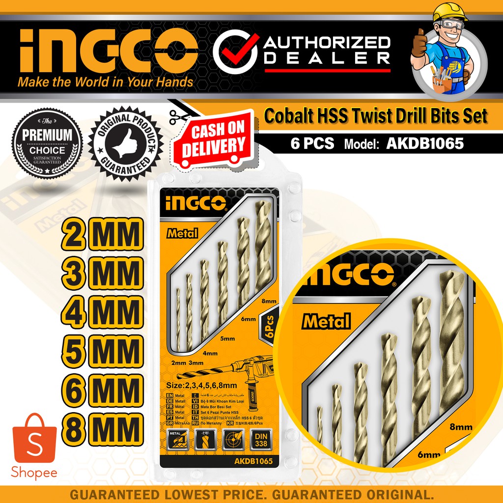 INGCO 6PCS Cobalt HSS Twist Drill Bits Set (AKDB1065) Shopee Philippines
