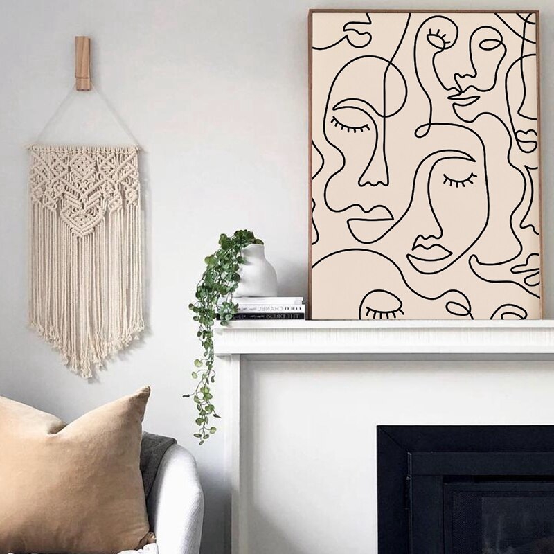 Abstract Posters Single Line Woman Face Canvas Painting Minimalism Wall Art Prints Pictures For Living Room Home Decoration Unframed Shopee Philippines