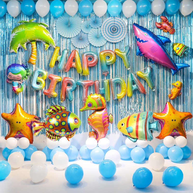 Under The Sea Balloon Set Ocean Balloon Marine Animal Balloon Shark ...