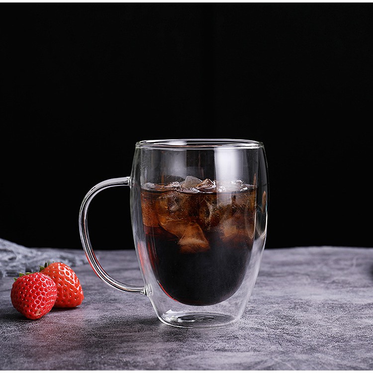 Home Zania Double Wall Glass 250/350/450/500ml Mug Heat Resistant Drinkware Clear Coffee Mug #3