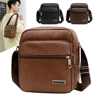 Yvon #7099 Simply Unisex Leather Crossbody bags 4zippers