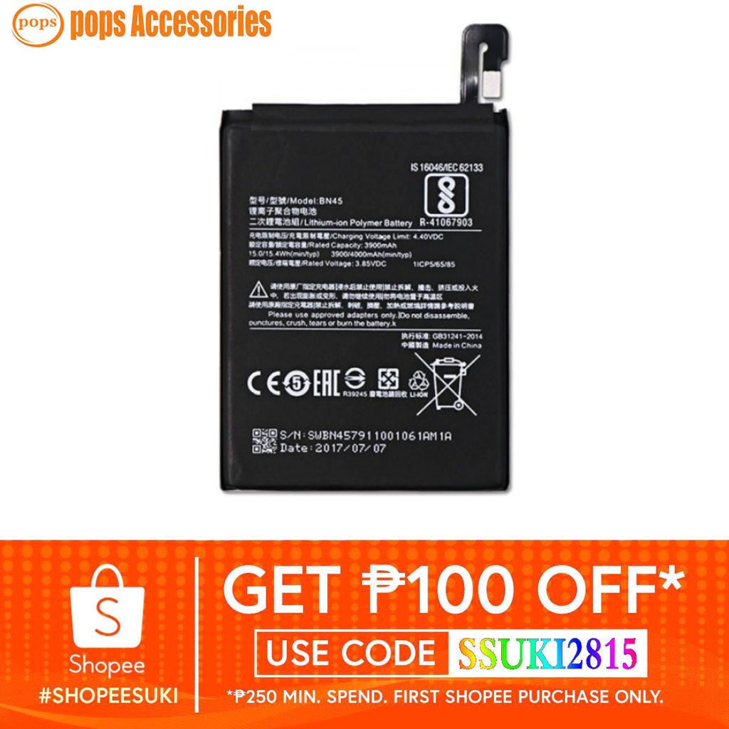 Xiaomi BN45 Battery For RedMi Note 5 Xiaomi Note2 | Shopee Philippines