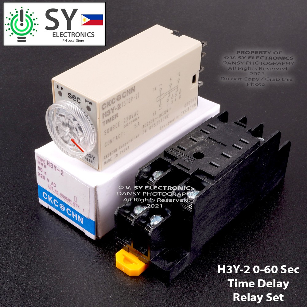 H3Y2 220V AC 60 Seconds Time Delay Solid State Relay Timer DPDT with Socket Set H3Y 2 H3Y2