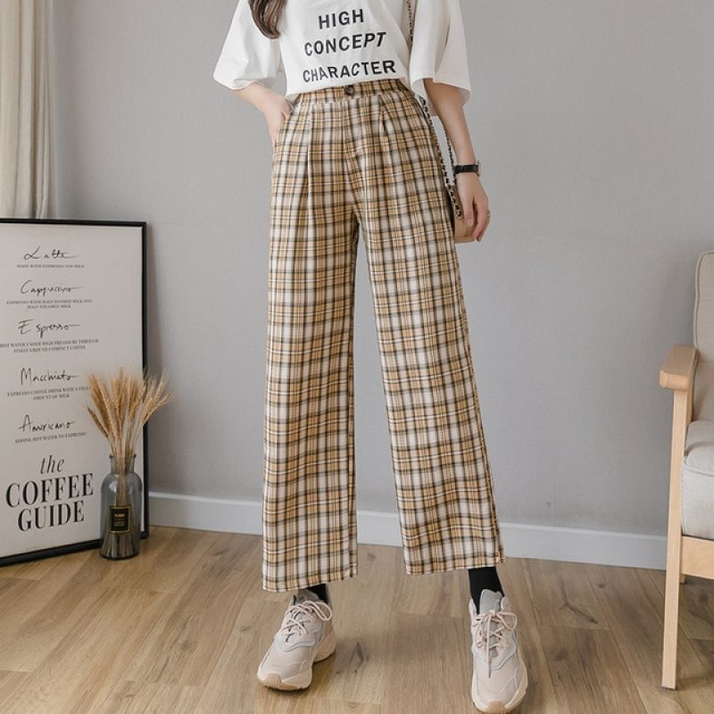 high waisted plaid pants plus size