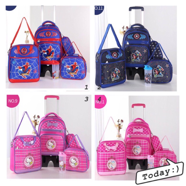 Kids 5in1 Waterproof trolley bag/school bag Shopee Philippines