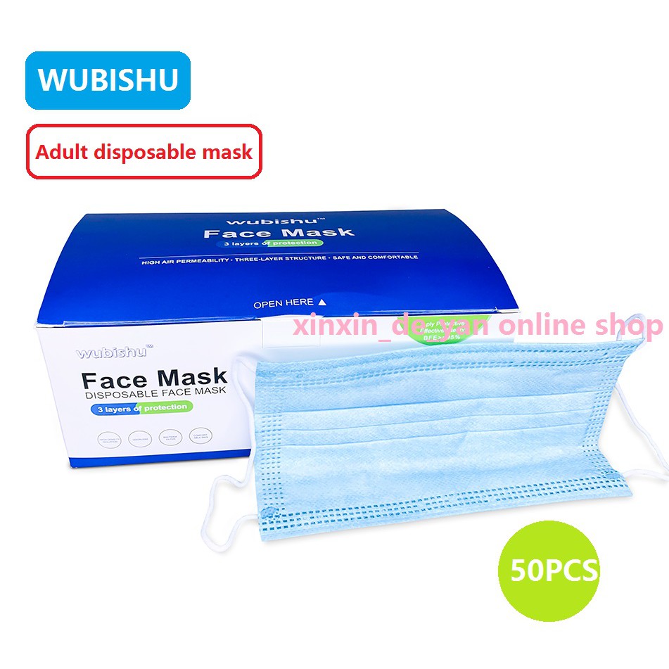 50PCS WUBISHU Adult Excellent Quality Surgical disposable facemask