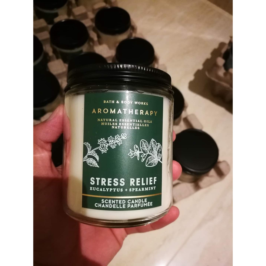 STRESS RELIEF (SPEARMINT EUCALYPTUS) SCENTED CANDLE 1 WICK Shopee