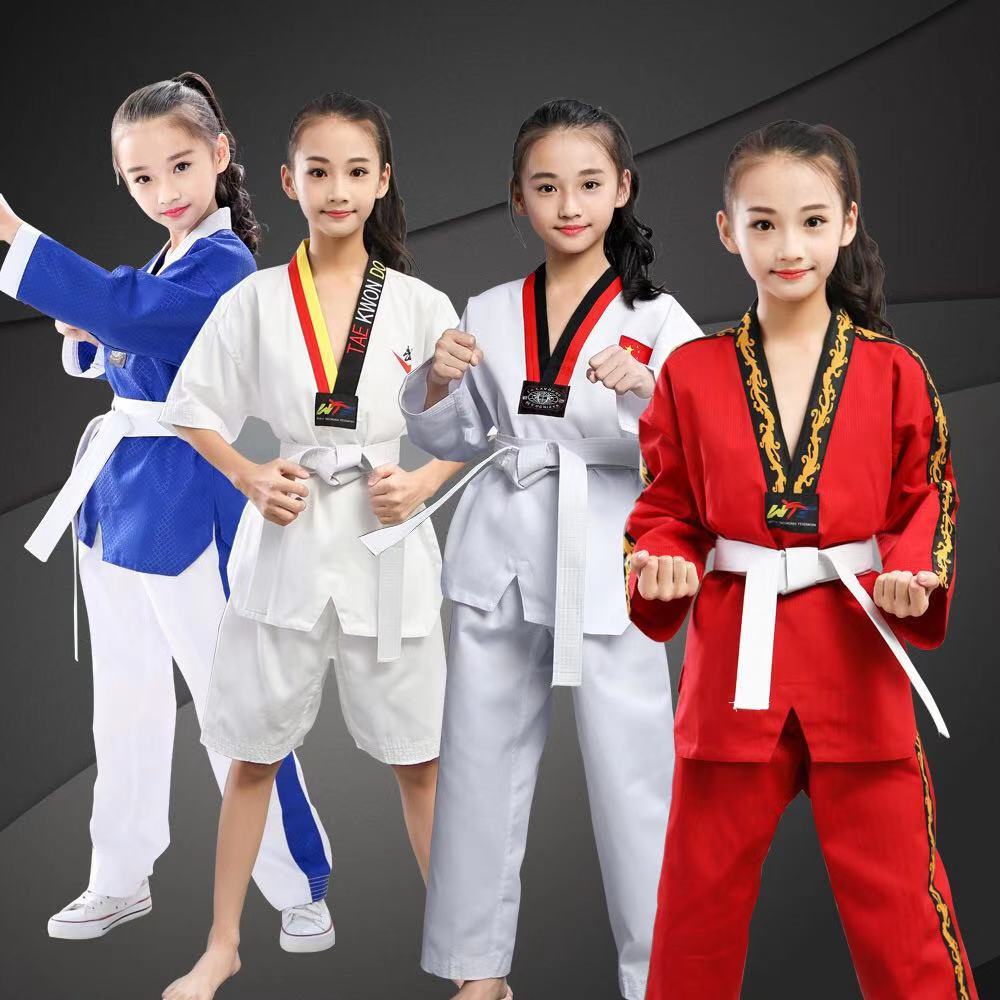 Children Taekwondo Dobok Robe Karate Uniform Kids Boy Girl Judo Mooto