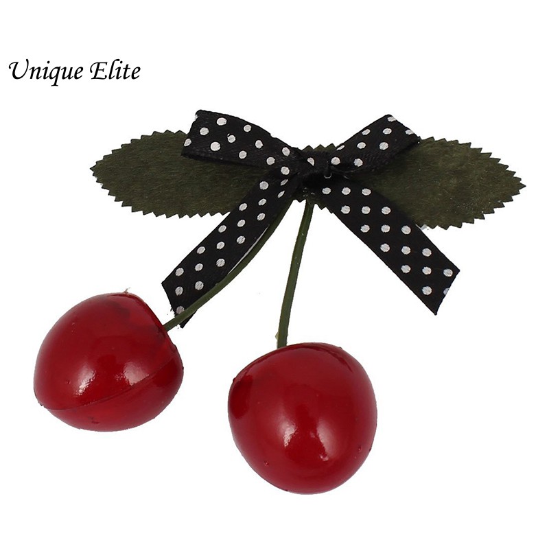 Ladies Cherry Design Bow Decor Metal Alligator Hair Clip Barrette