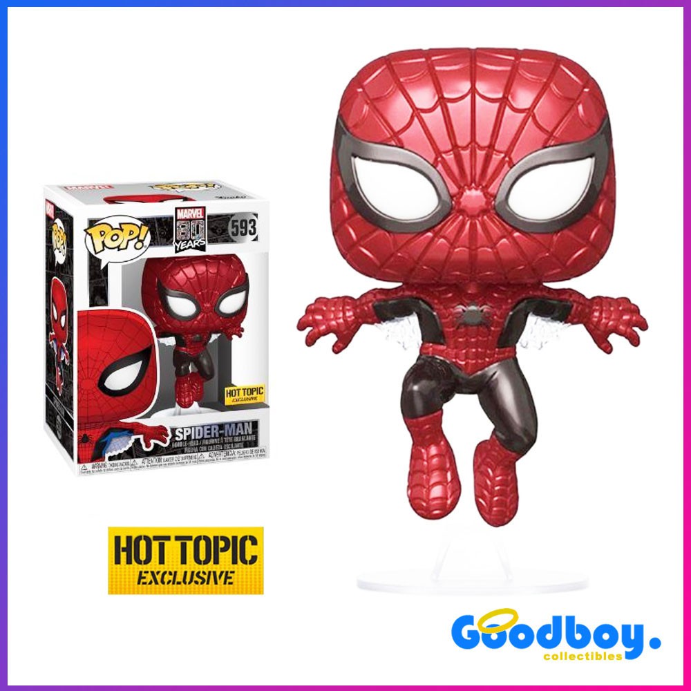 Original Funko Pop! Spider Man Metallic - Hot Topi Exclusive #593 | Shopee  Philippines