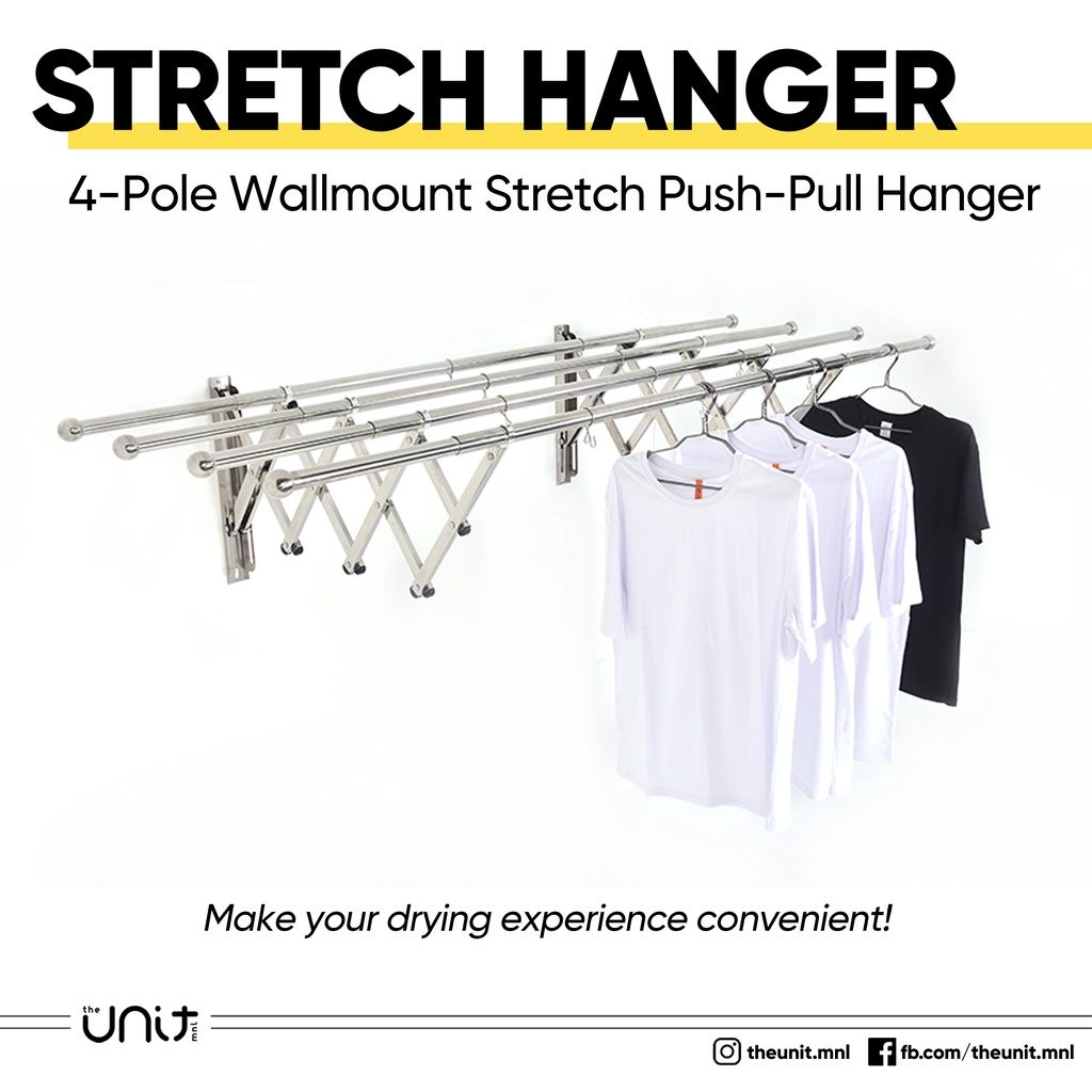 Space Saver Hanger Stretch Hanger 4 Pole Wall mount Stretch Push Pull  Extendable Hanger | Shopee Philippines