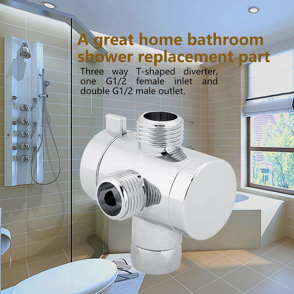 Abs 3 Way Shower Head Diverter Valve Connector Adapter Home